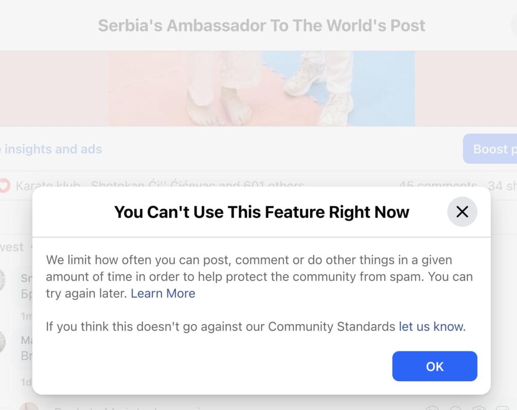 Facebook censoring Serbia's Ambassador to the world