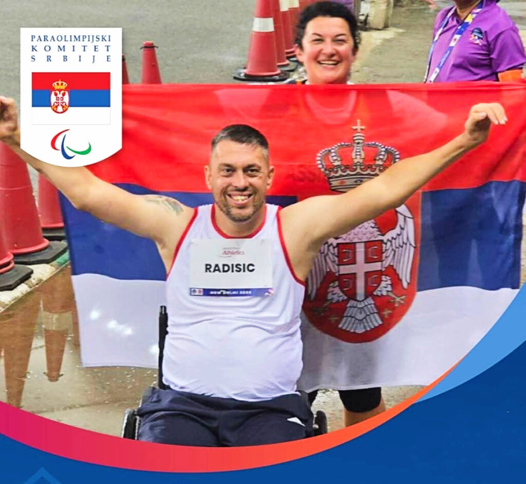 Aleksandar Radišić won Gold medal at the World Para Athletics Championships in New Delhi, India, in the F51 shot put discipline, October 2, 2025.